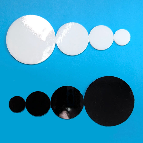 White/Black Fusible Precut Circles COE 96 Glass Blanks - 4 Sizes Available